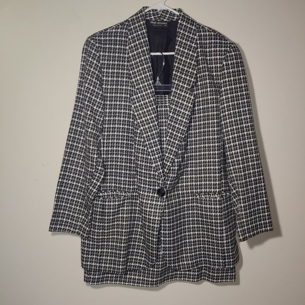 Chad Stevens Vintage 80s Houndstooth 2 pc Set Sz 14 Black White
